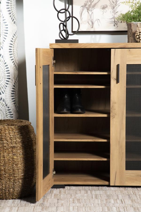 Bristol - 6-Shelf Engineered Wood Shoe Cabinet - Golden Oak by CoasterEveryday | Bel Furniture