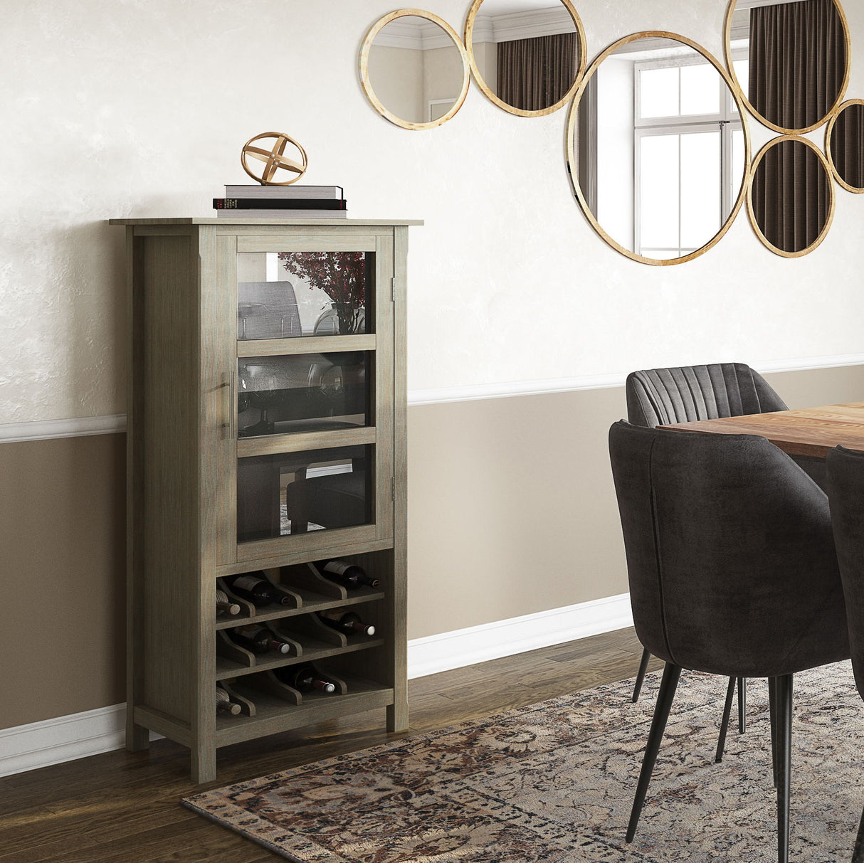 Avalon - High Storage, Wine Rack Cabinet by Simpli-Home | Bel Furniture