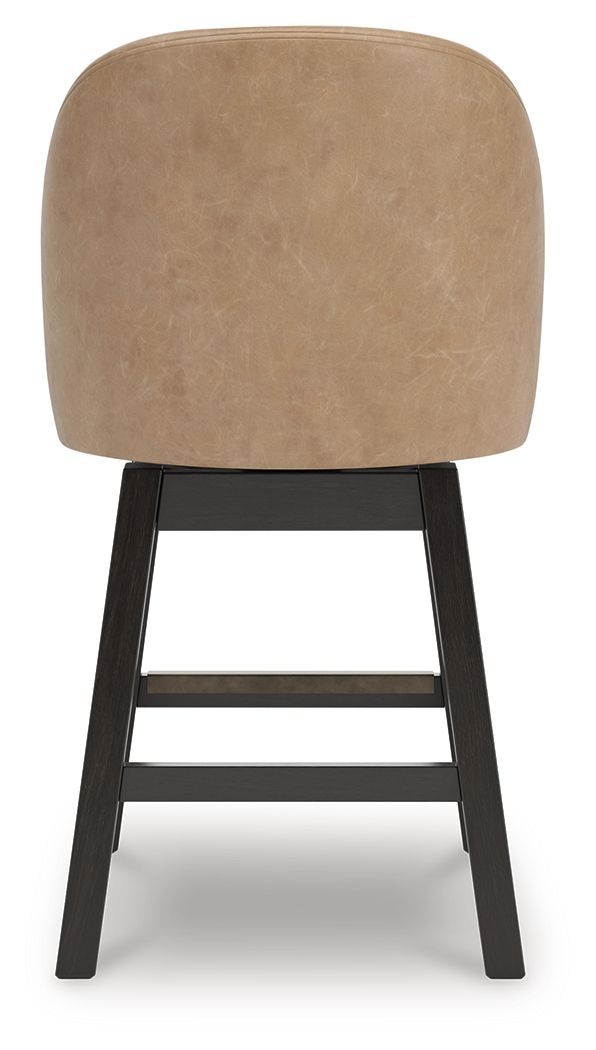 Neymorton - Upholstered Swivel Faux Leather Barstool (Set of 2) - Dark Grayish Brown