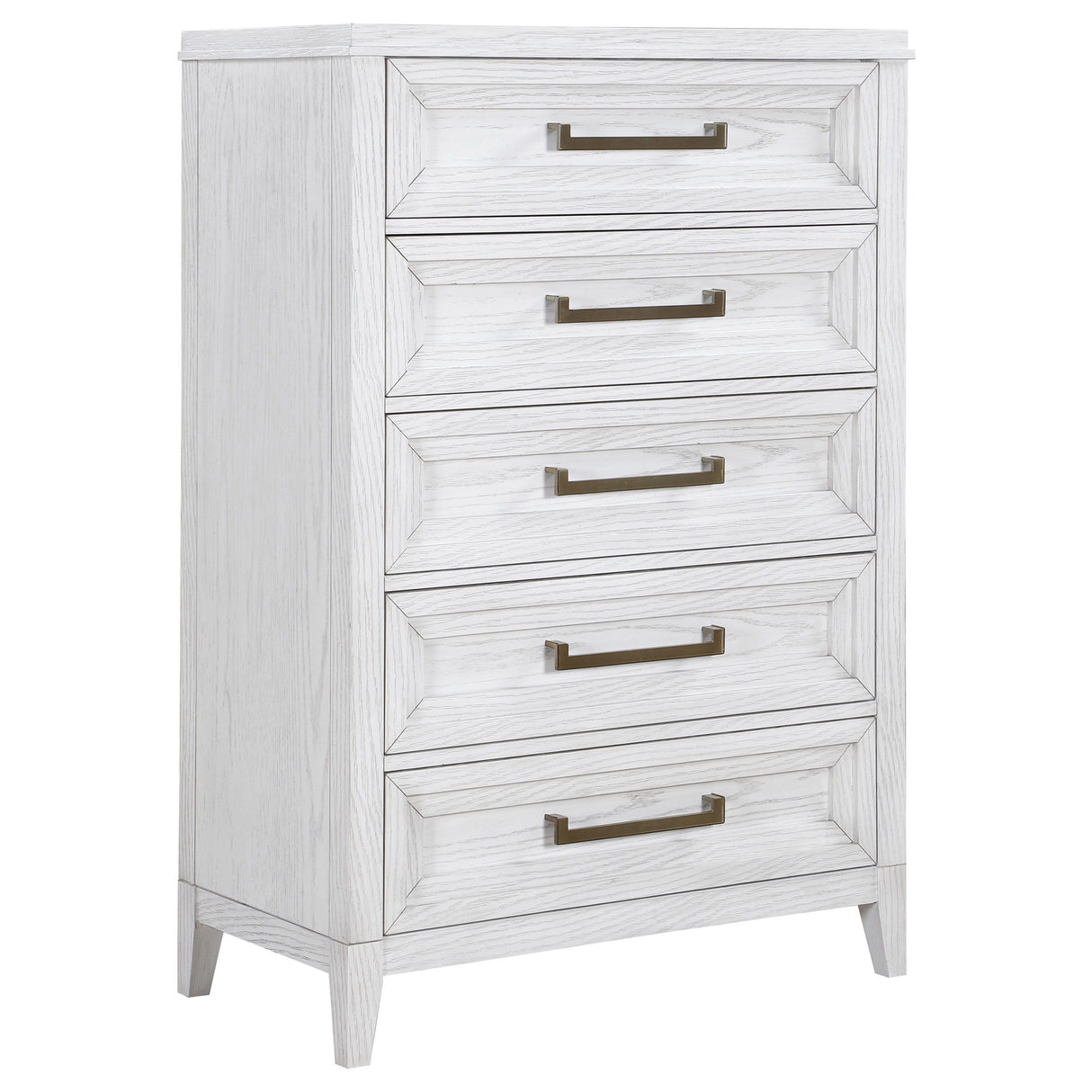 Marielle - 5-Drawer Bedroom Chest - Distressed White by CoasterEveryday | Bel Furniture