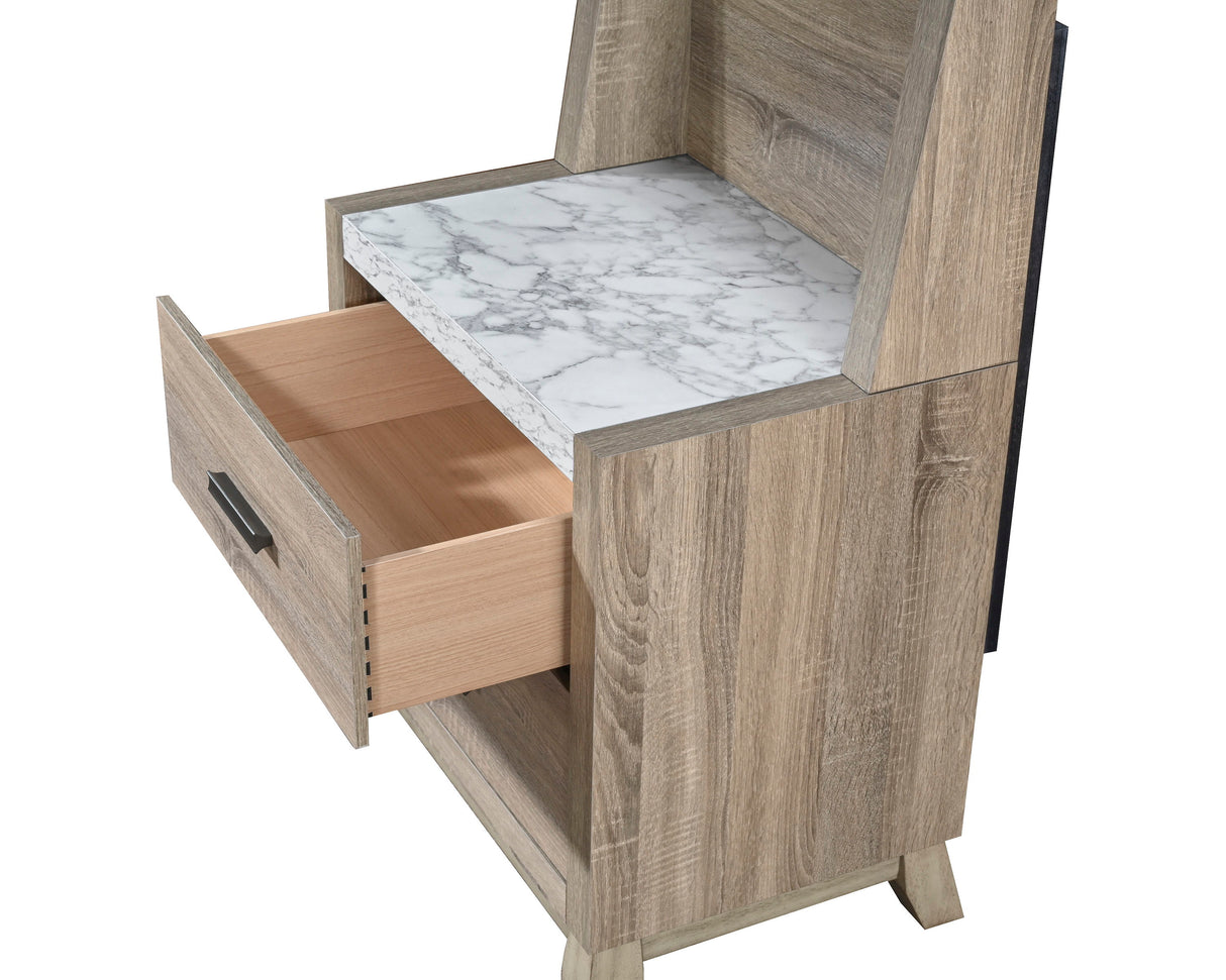 Tilston - Nightstand With Wall Panel - Natural by Crown Mark | Bel Furniture