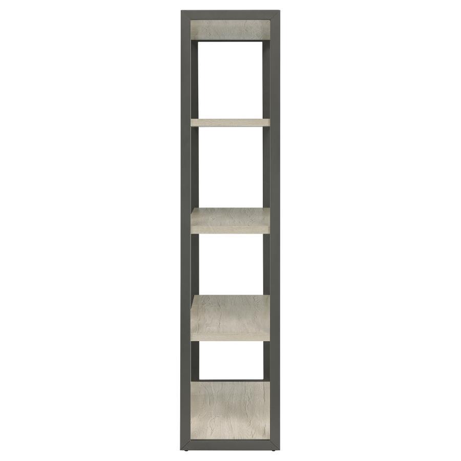 Loomis - 72" 4-Shelf Bookshelf - Whitewashed Gray by CoasterEssence | Bel Furniture