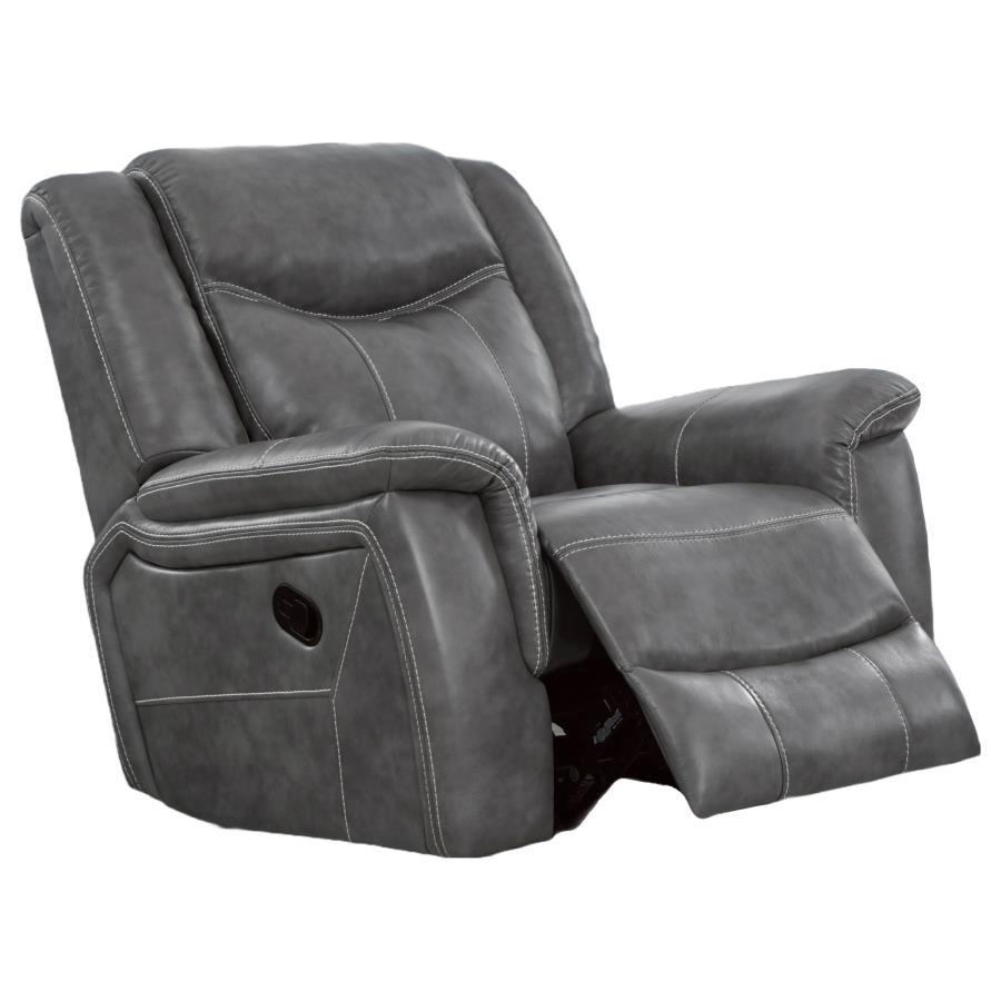 Conrad - Upholstered Padded Arm Glider Recliner - Gray by CoasterEveryday | Bel Furniture