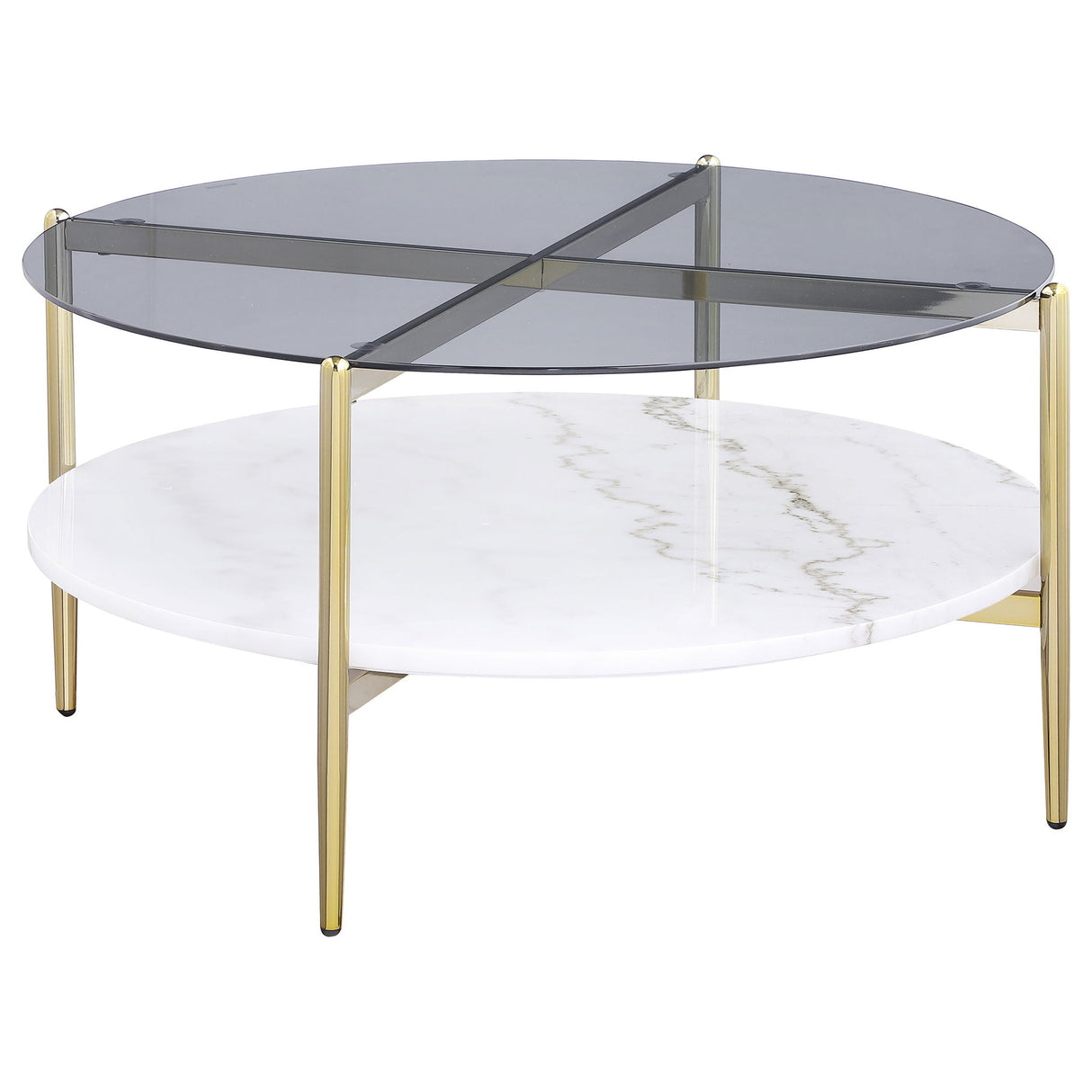 Jonelle - Round Glass Top Table White Coffee Tables by CoasterEveryday | Bel Furniture