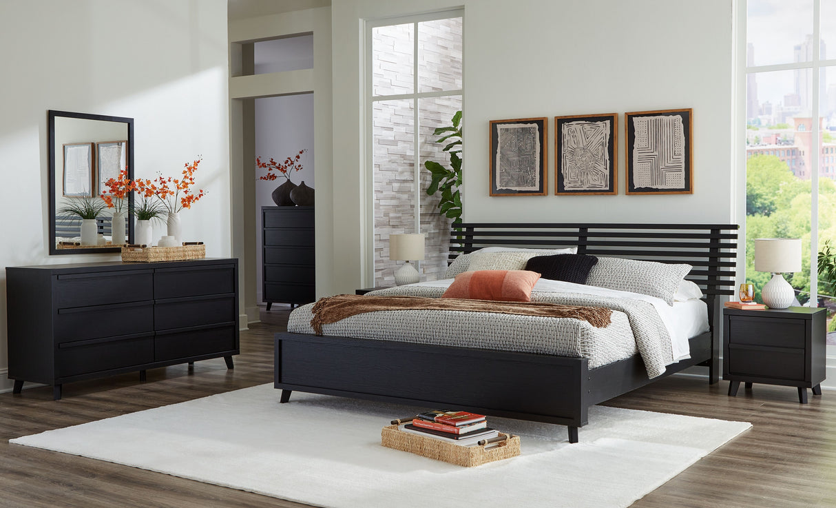 Danziar - Slat Panel Bedroom Set Black King by Signature Design by Ashley® | Bel Furniture