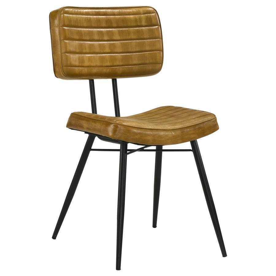 Misty - Leather Upholstered Dining Side Chair (Set of 2) - Camel by CoasterEssence | Bel Furniture
