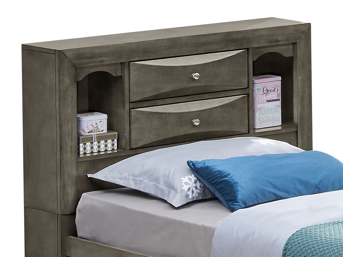 Modern Design Storage Bed With Bookcase Headboard