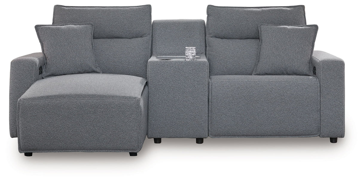 Modmax - Salt And Pepper - Reclining Sectional Gray 3 Pc. Left Arm Facing Chaise Power Reclining Sectional With Storage Console by Signature Design by Ashley® | Bel Furniture