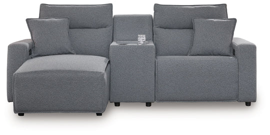Modmax - Salt And Pepper - Reclining Sectional Gray 3 Pc. Left Arm Facing Chaise Power Reclining Sectional With Storage Console by Signature Design by Ashley® | Bel Furniture