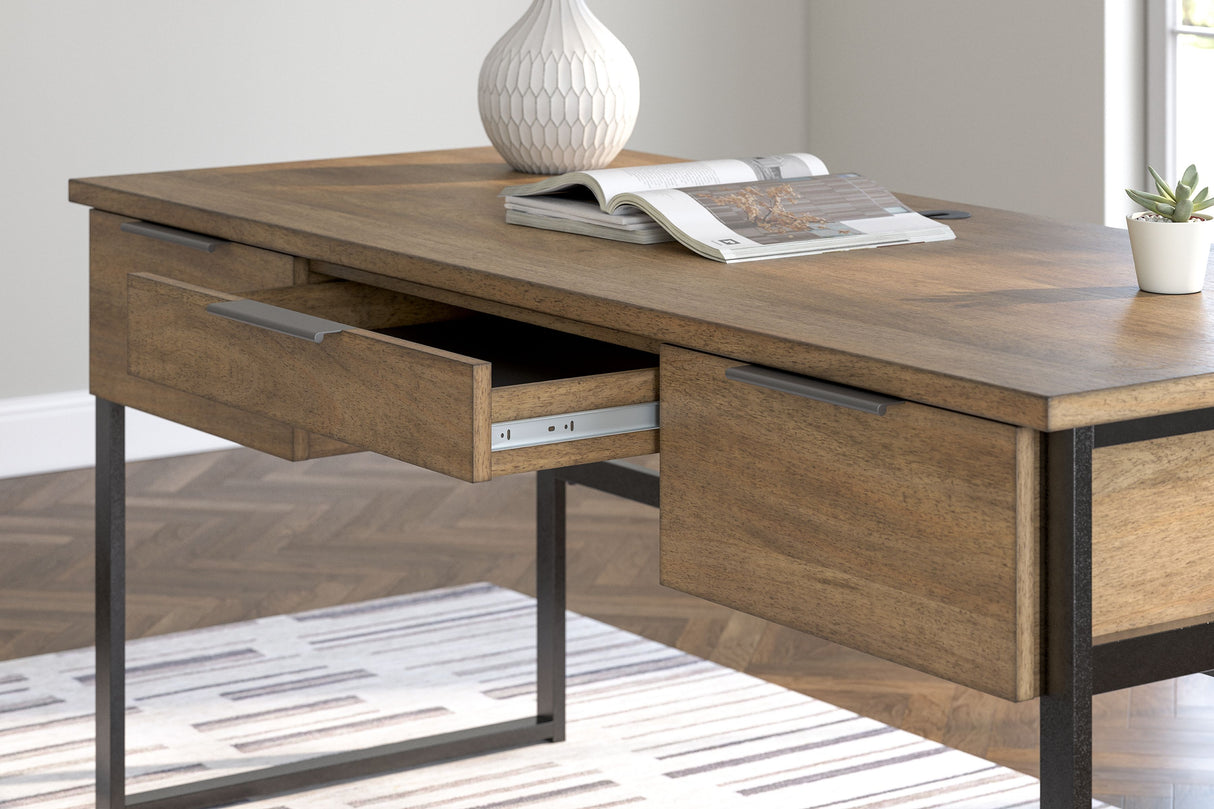 Montia - Light Brown - Home Office Desk by Signature Design by Ashley® | Bel Furniture