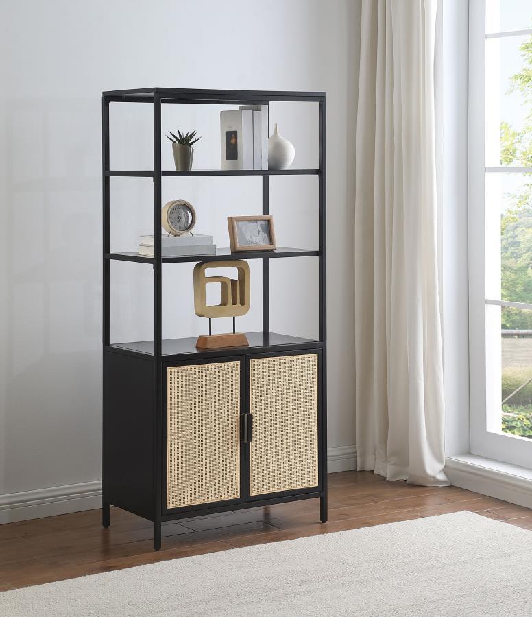 Amherst - 3-Shelf Radio Weave Cane Metal Accent Cabinet by Coaster Fine Furniture | Bel Furniture