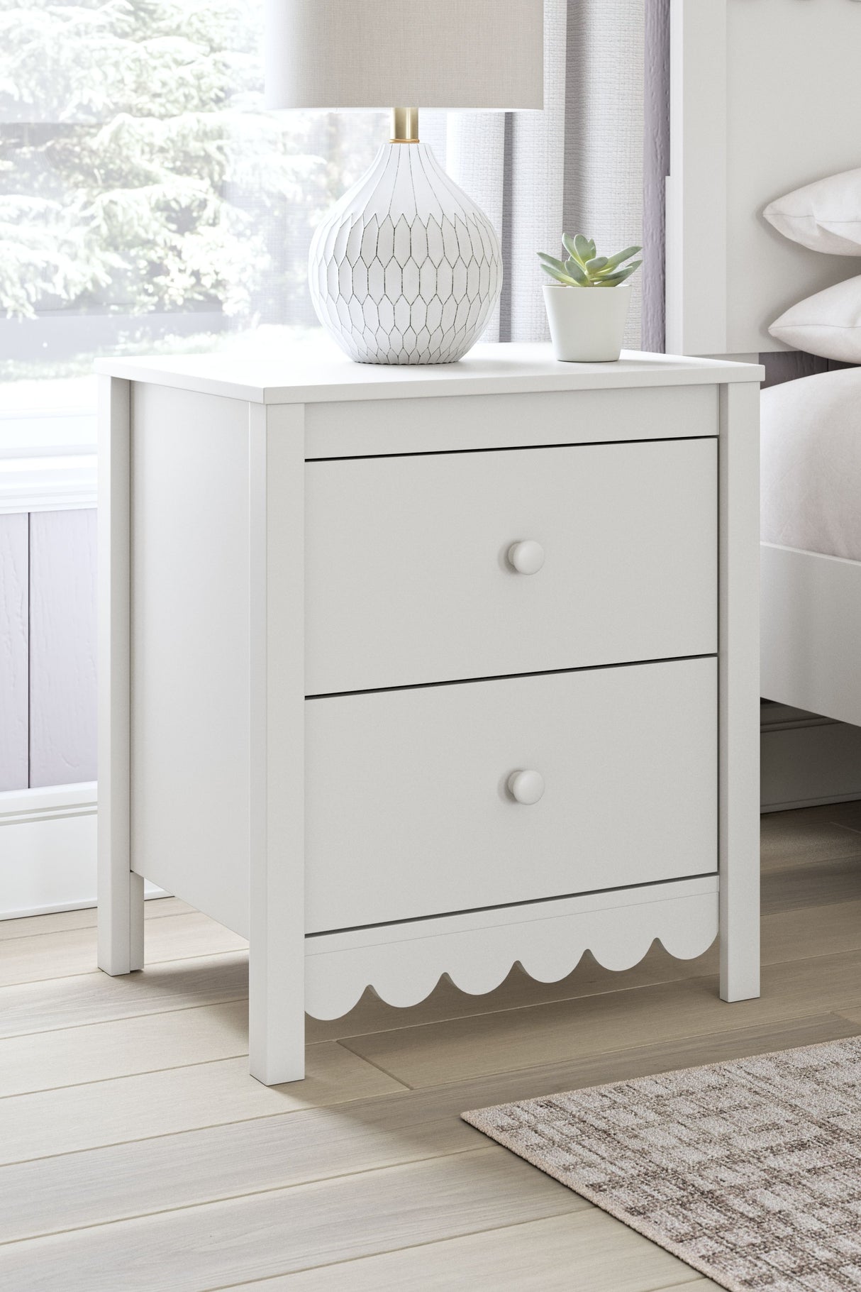 Hallityn - White - Two Drawer Night Stand by Signature Design by Ashley® | Bel Furniture