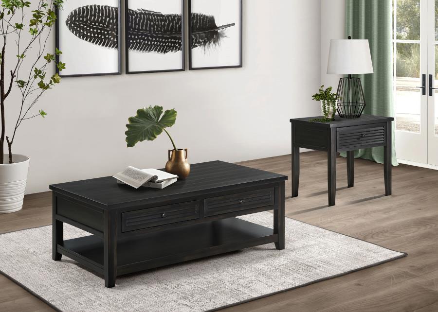 Concord - 2-Drawer Rectangular Coffee Table - Distressed Java by Coaster Fine Furniture | Bel Furniture