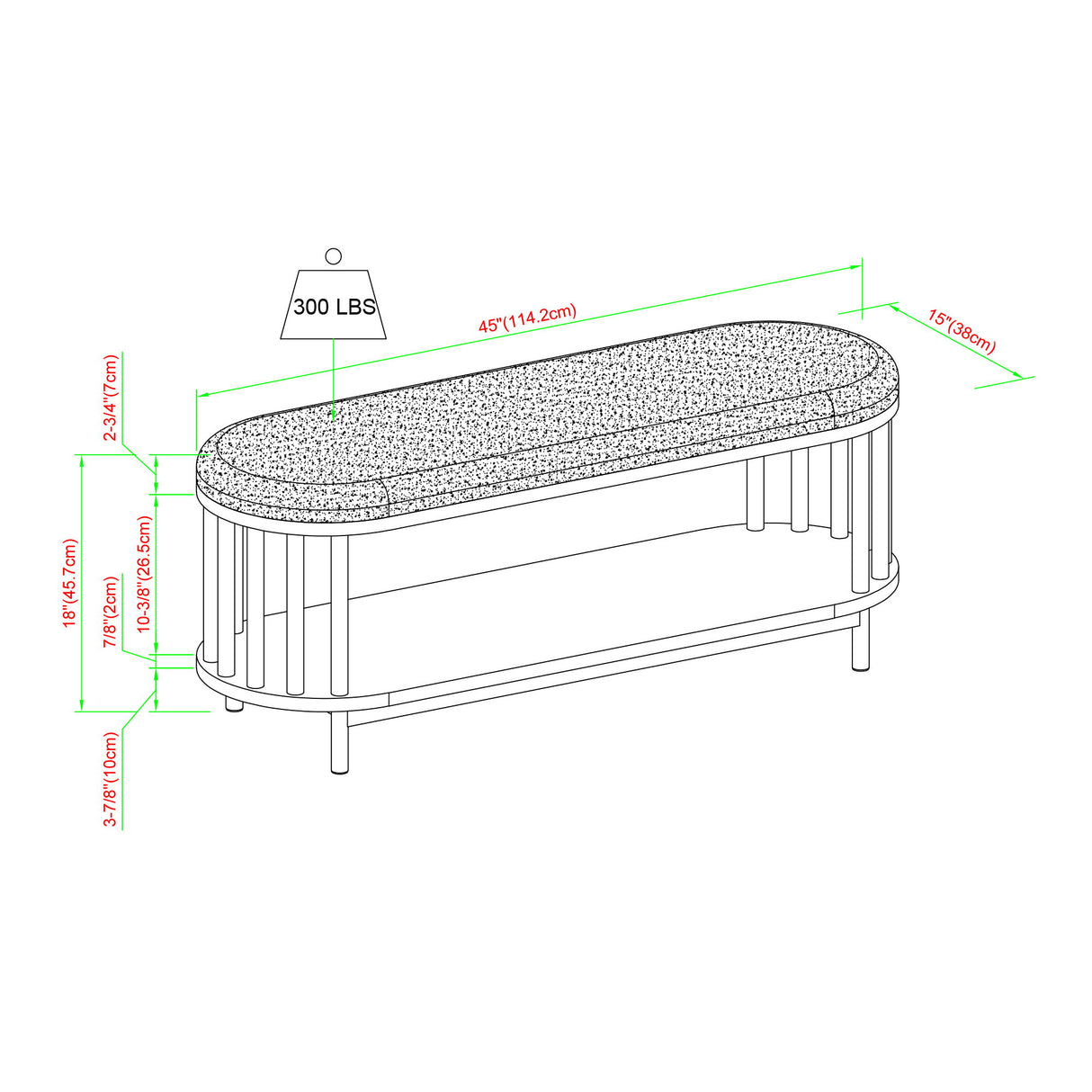 Scandi - Upholstered Top Storage Bench With Lower Shelf - Black by Walker Edison | Bel Furniture