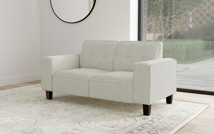 Deerhurst - Upholstered Track Arm Tufted Loveseat - Greige by Coaster Fine Furniture | Bel Furniture