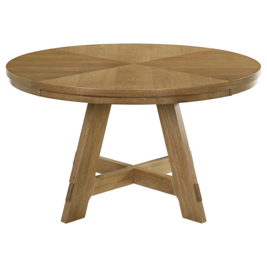 Danvers - Round Wood Dining Table - Brown Oak by Coaster Fine Furniture | Bel Furniture