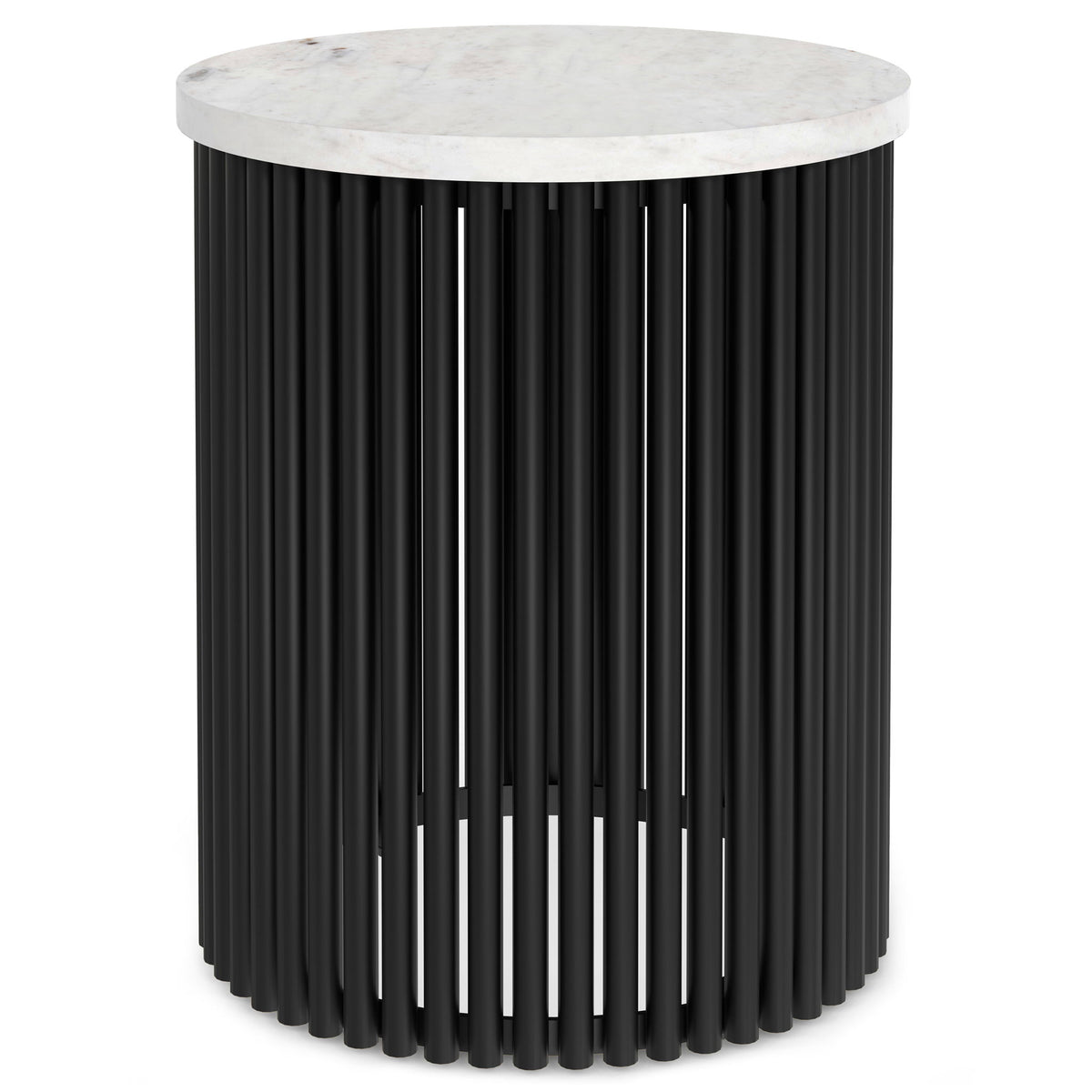 Demy - Metal Accent Table - White Marble / Black