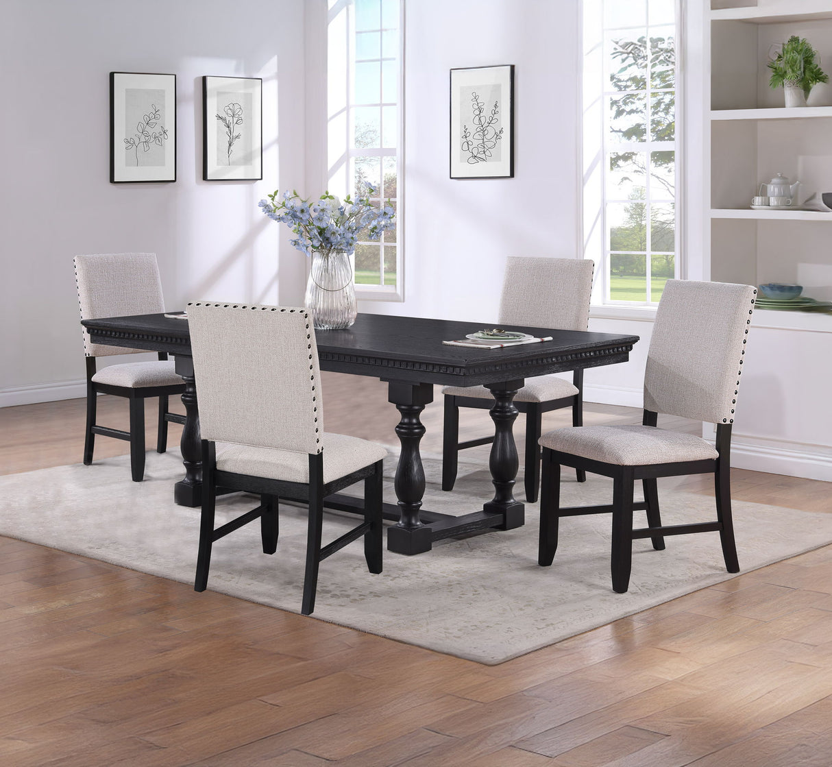 Regent - Dining Room Set Black 5 Pc. Table, 4 Chairs by Crown Mark | Bel Furniture