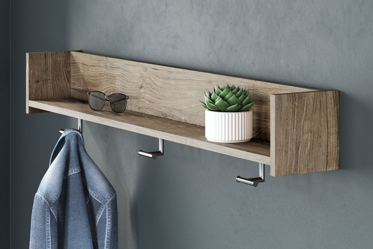 Oliah - Natural - Wall Mounted Coat Rack w/Shelf by Signature Design by Ashley® | Bel Furniture