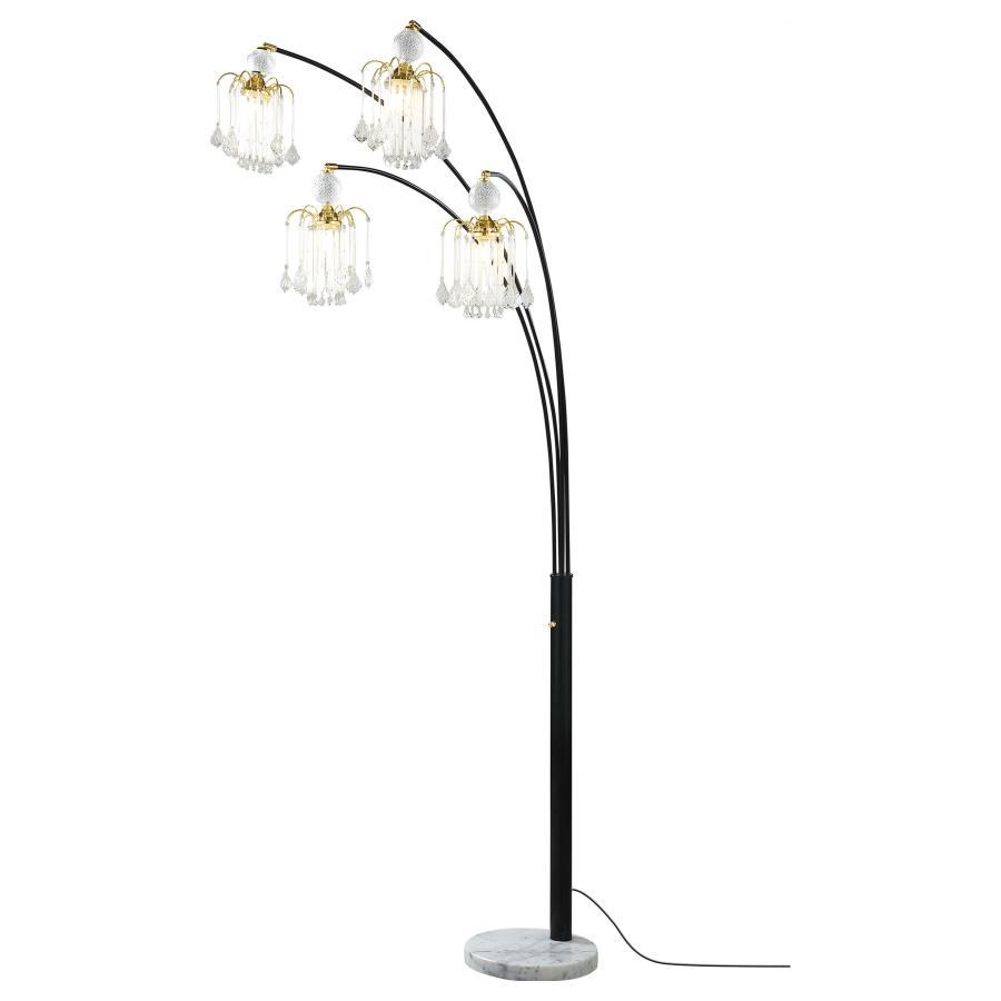 Maisel - Hanging Crystal Arc Tree Floor Lamp - Black by CoasterEssence | Bel Furniture