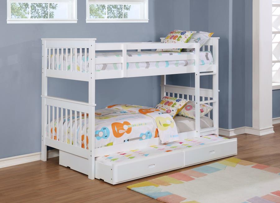 Chapman - Wood Twin Over Twin Bunk Bed With Mattress - White