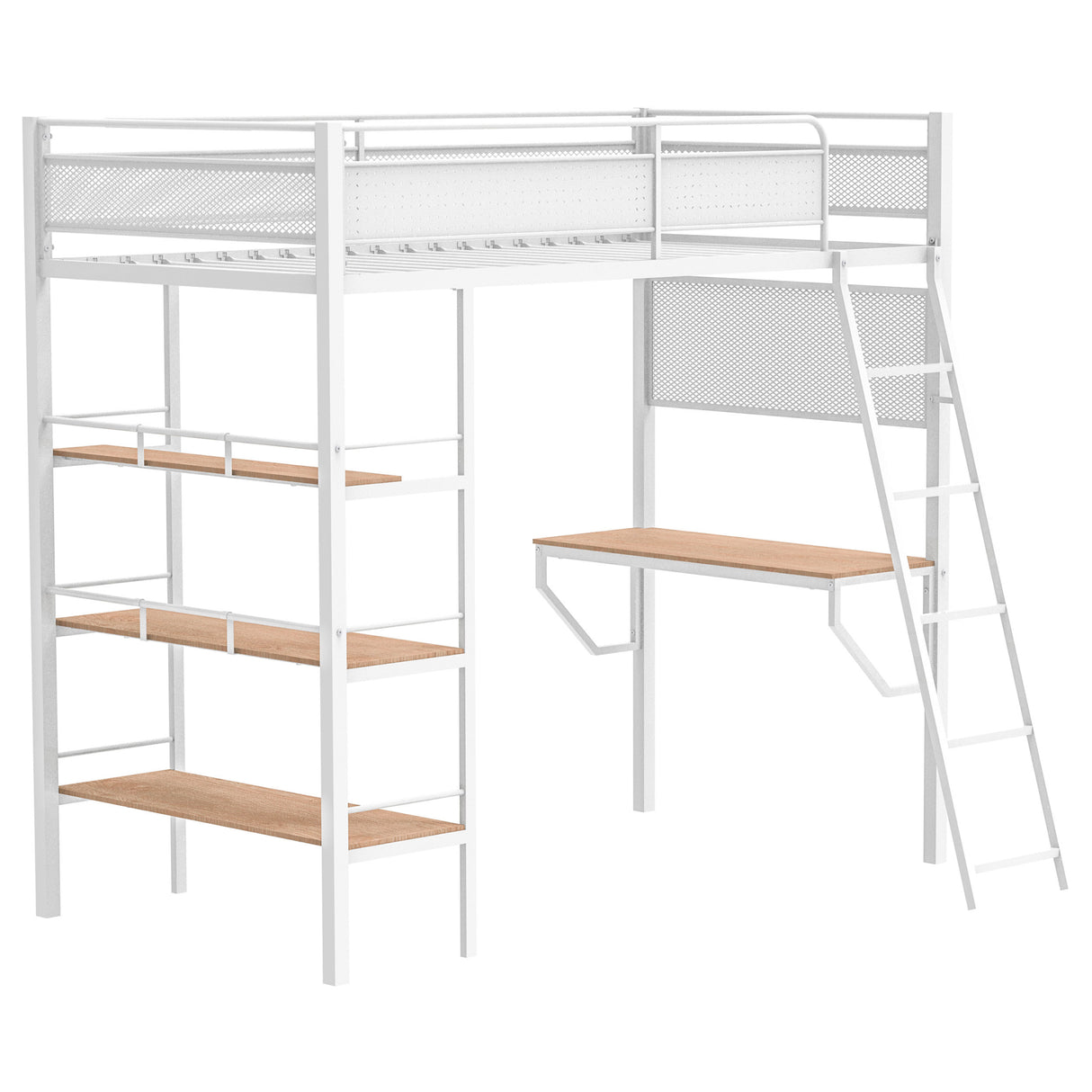 Campus - 3-Shelf Metal Twin Workstation Loft Bed