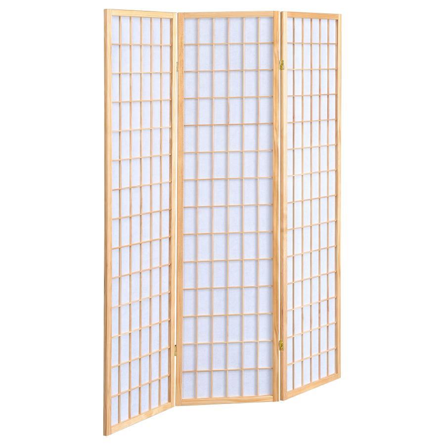 Carrie - 3-Panel Room Divider Folding Shoji Screen Light Brown by CoasterEveryday | Bel Furniture