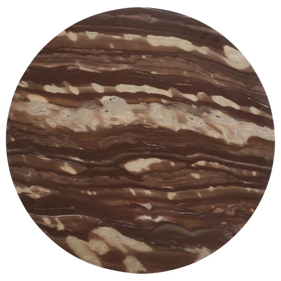 Latifa - Round Marble Top Accent Side Table - Red And Black by CoasterEssence | Bel Furniture