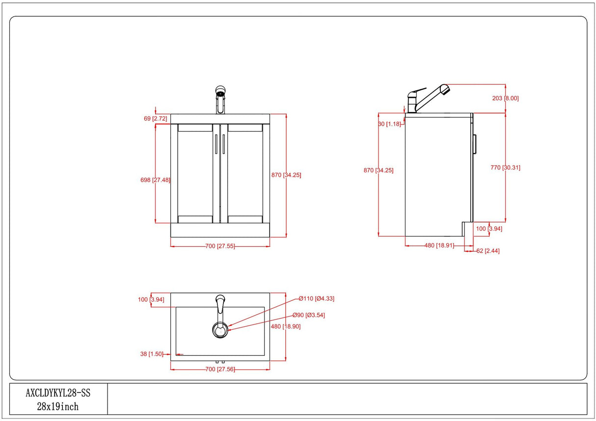 Kyle - Laundry Cabinet & Faucet And Stainless Steel Sink