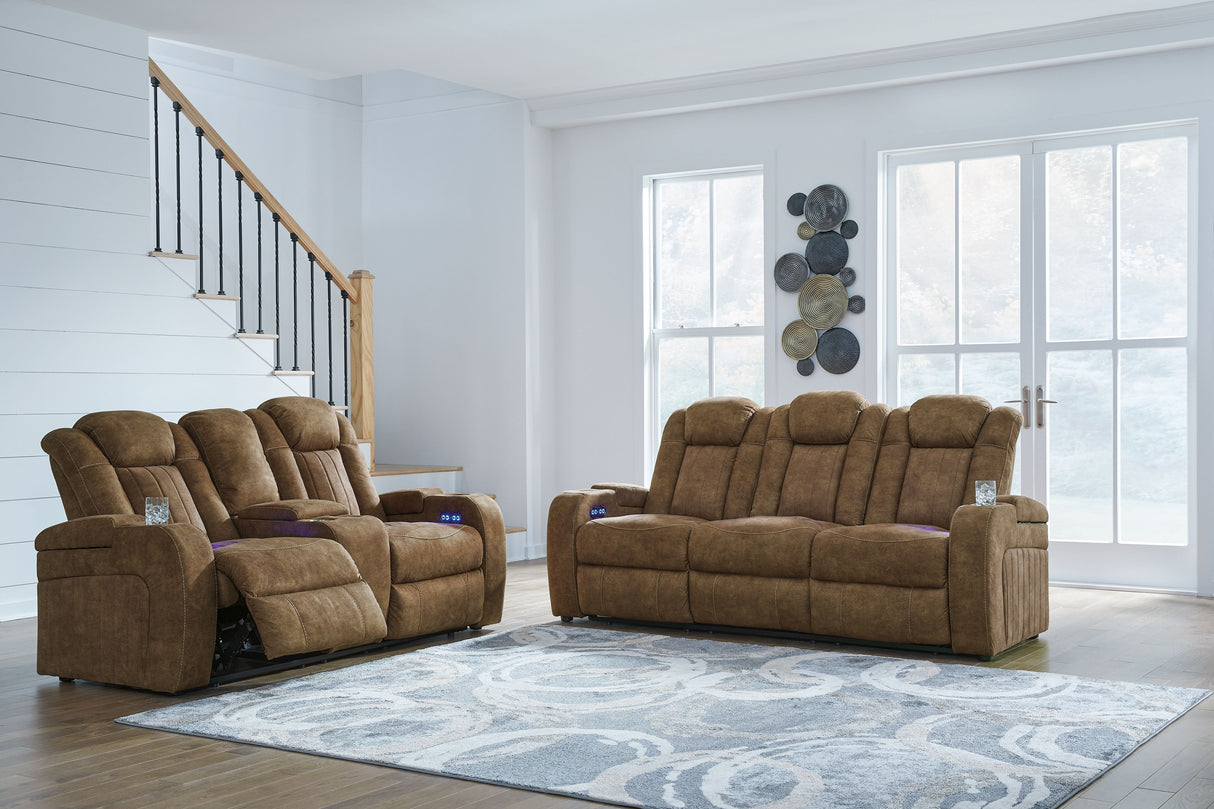 Wolfridge - Brindle - 2 Pc. - Power Reclining Sofa, Power Reclining Loveseat With Console by Signature Design by Ashley® | Bel Furniture