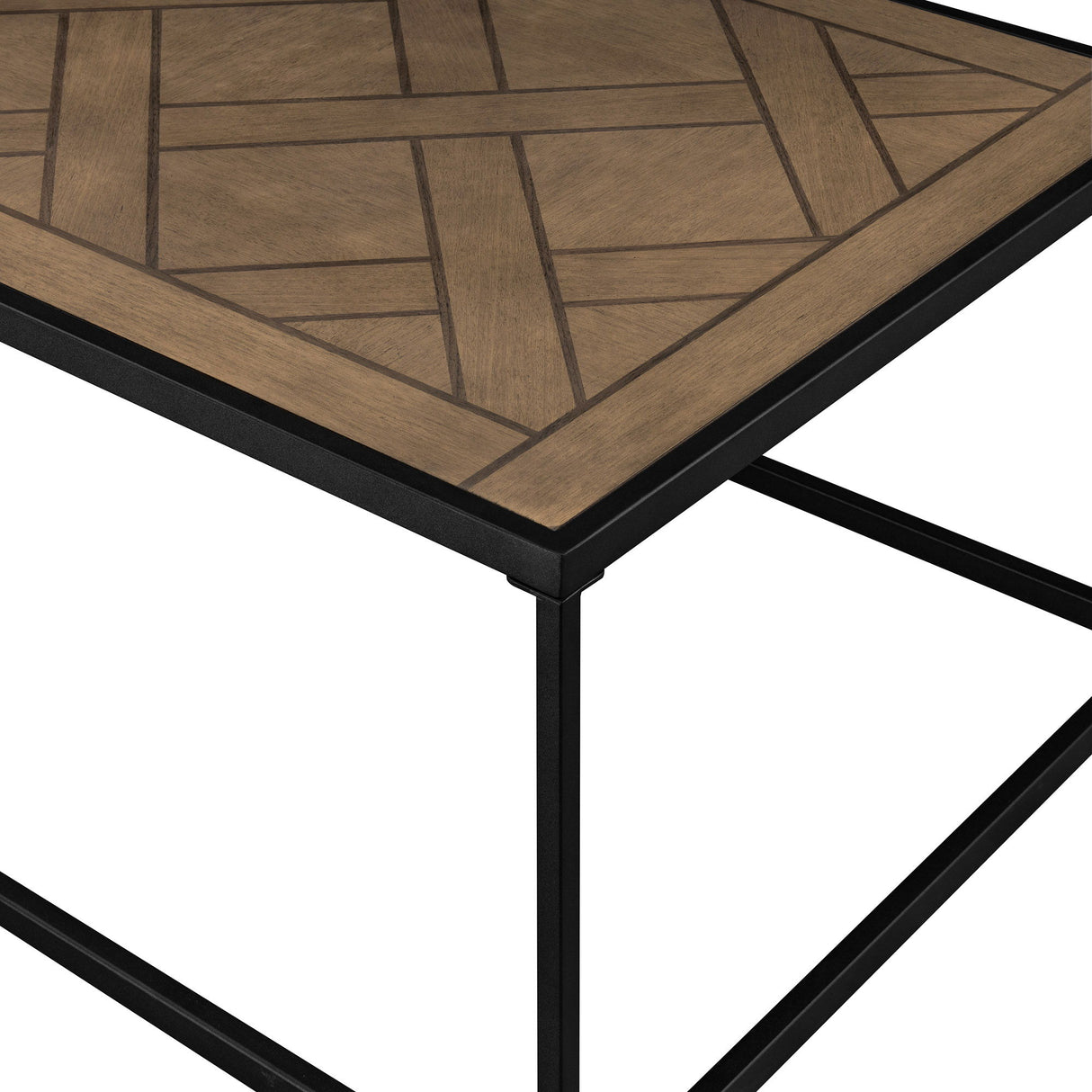 Contemporary Decorative Parquet Top Rectangle Coffee Table - Parquet Veneer by Walker Edison | Bel Furniture