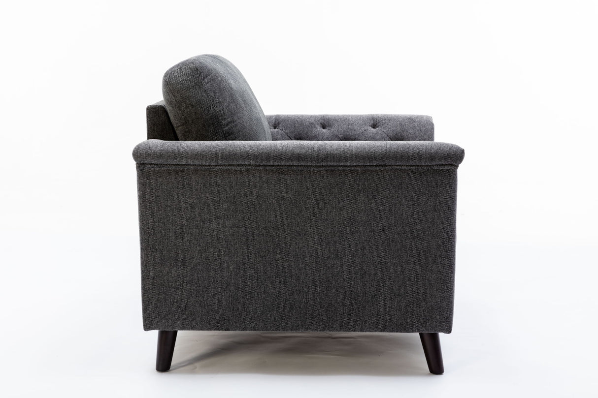 Stanton - Linen Chair With Tufted Arms - Dark Gray by Lilola Home | Bel Furniture