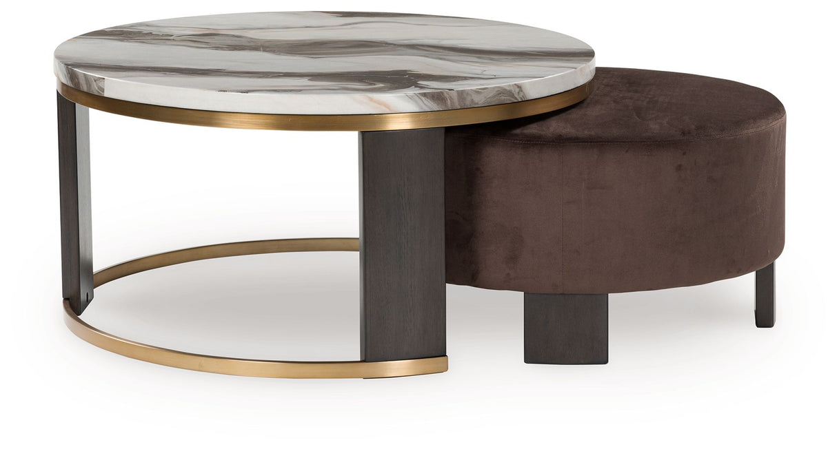 Jazmore - Brown / Brass Finish - Nesting Cocktail Tables (Set of 2) by Signature Design by Ashley® | Bel Furniture