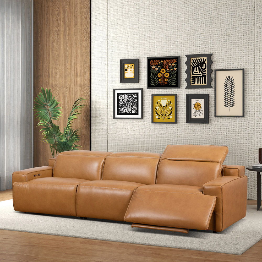 Urbana - Triple Power Recliner Sofa - Tan