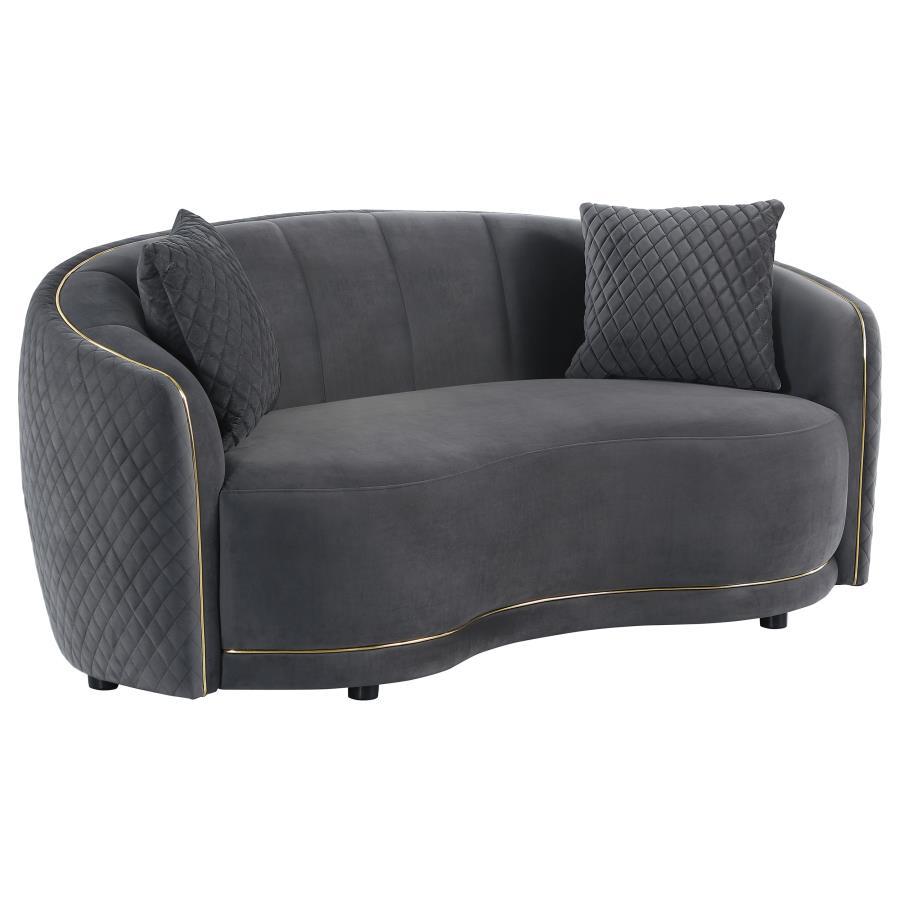 Brookside - 2 Piece Velvet Upholstered Sofa Set - Dark Gray by CoasterEveryday | Bel Furniture