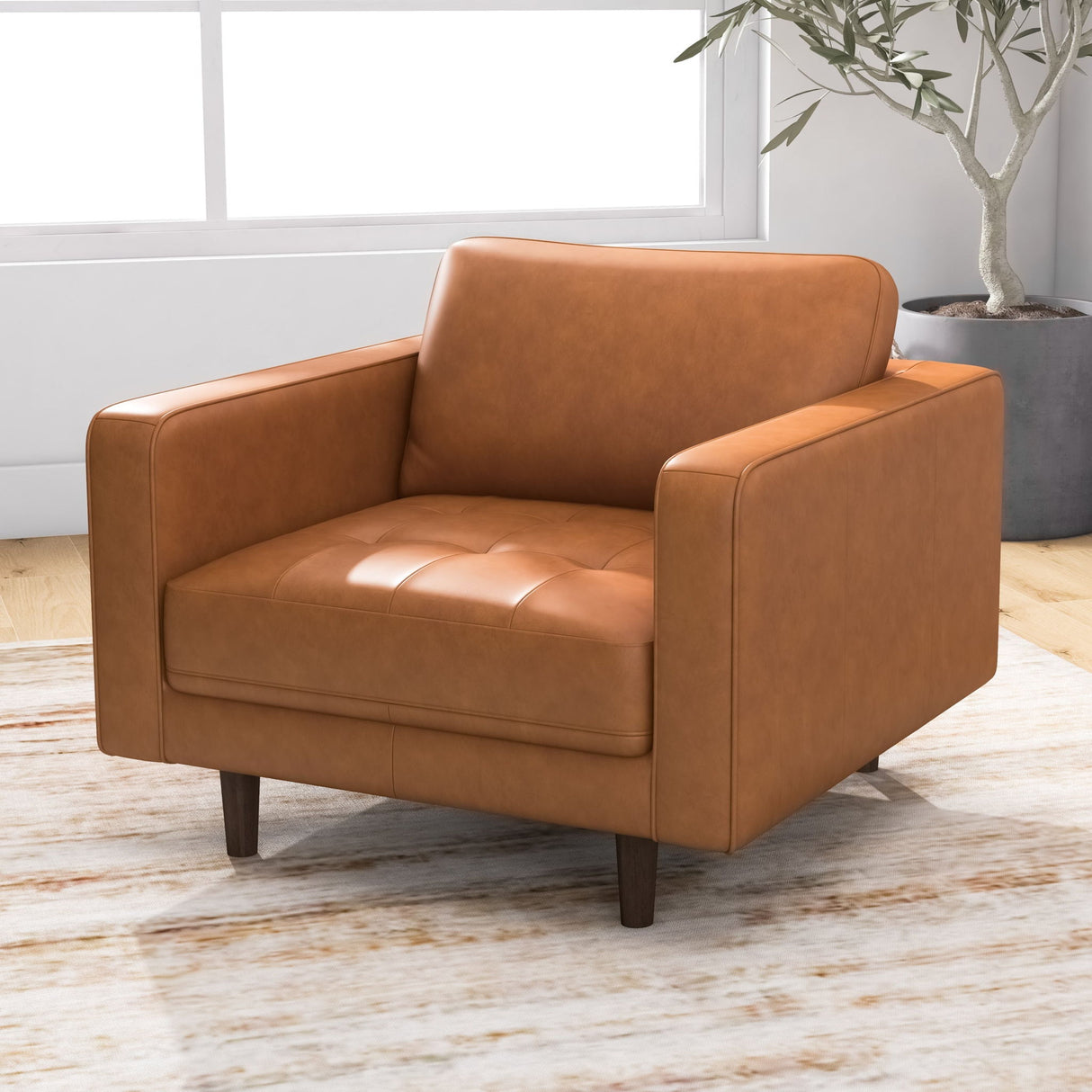 Catherine - Leather Lounge Chair Leather - Brown / Tan by Ashcroft Furniture | Bel Furniture