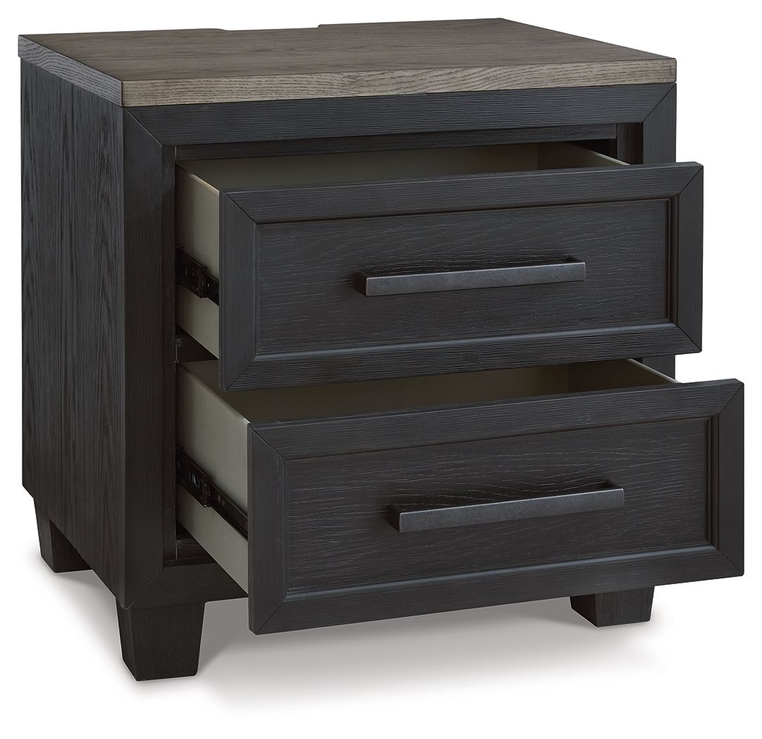 Foyland - Black / Brown - Two Drawer Night Stand by Signature Design by Ashley® | Bel Furniture