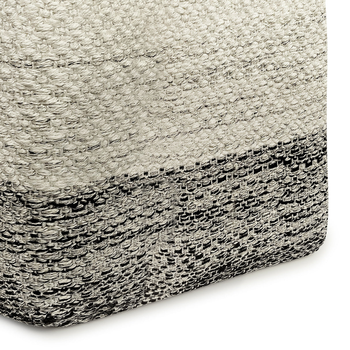 Macie - Square Woven Outdoor / Indoor Pouf - Gray / White by Simpli-Home | Bel Furniture