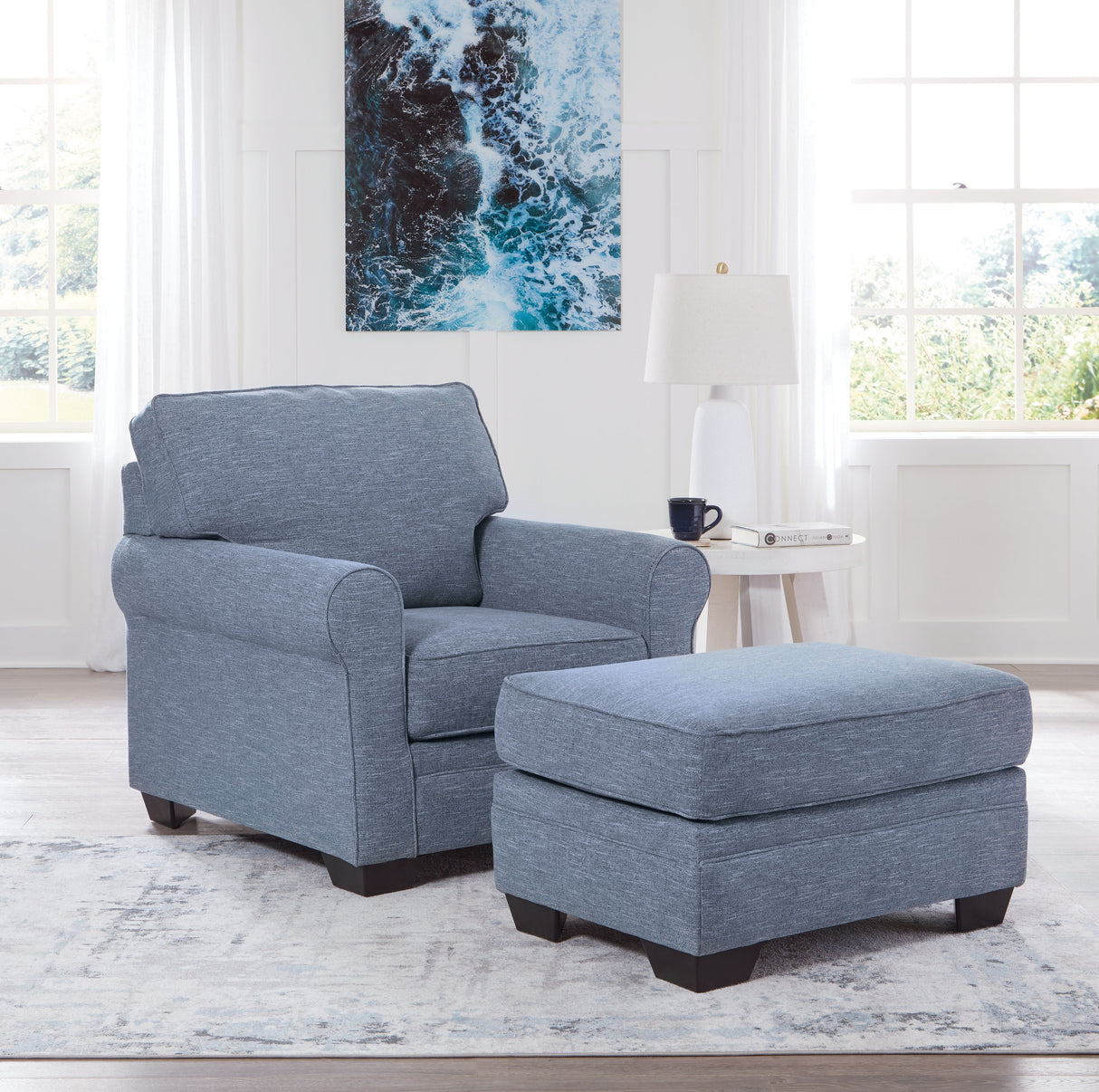 Carissa Manor - Living Room Set Light Blue 2 Pc. Chair, Ottoman by Benchcraft® | Bel Furniture