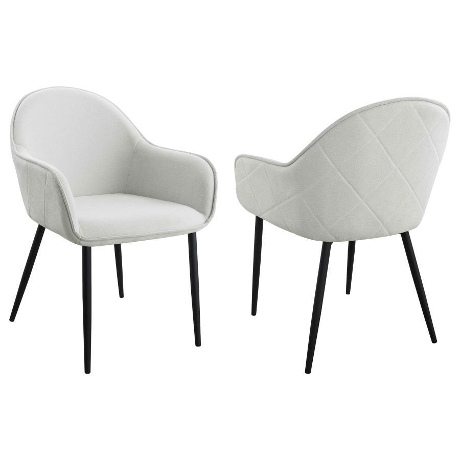 Emma - Fabric Upholstered Dining Arm Chair (Set of 2) White by Coaster Fine Furniture | Bel Furniture