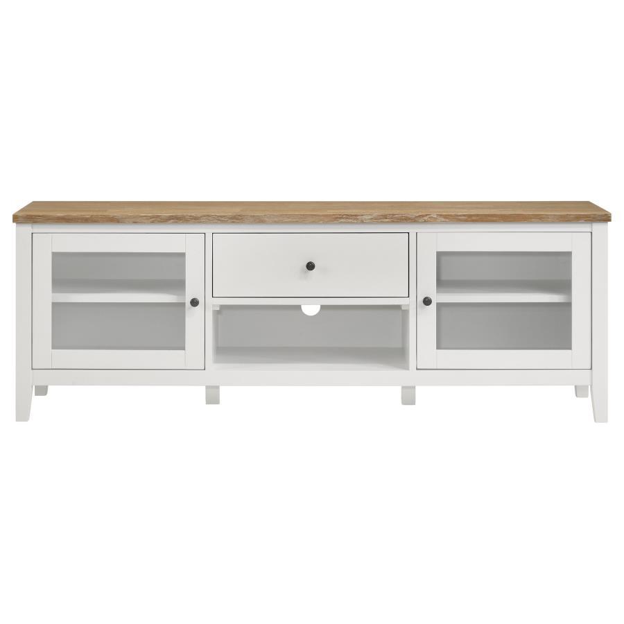 Hollis - 2 Door Wood TV Stand With Drawer - Brown And White by Coaster Fine Furniture | Bel Furniture