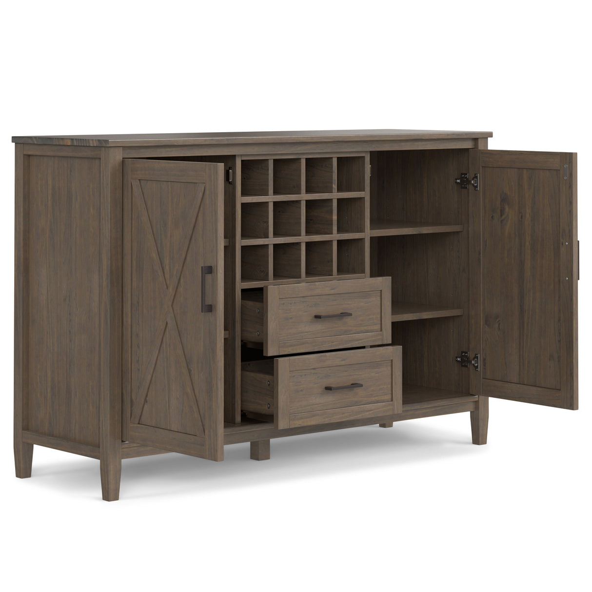 Ela - Sideboard With Wine Storage - Smoky Brown by Simpli-Home | Bel Furniture