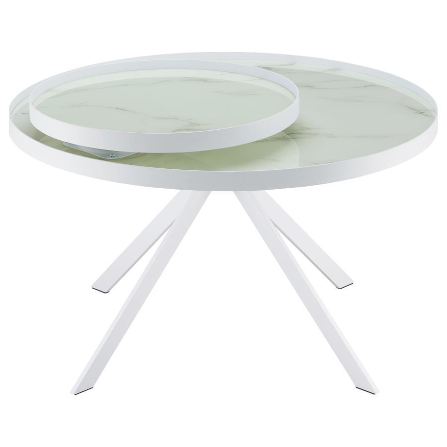 Briggs - Round Marble Printed Glass Top Coffee Table by Coaster Fine Furniture | Bel Furniture