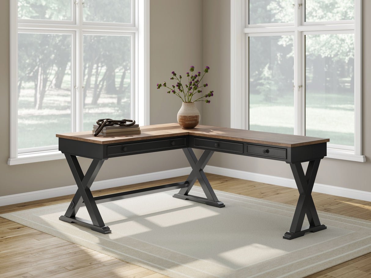 Wildenauer - Brown / Black - Home Office Desk And Return by Signature Design by Ashley® | Bel Furniture