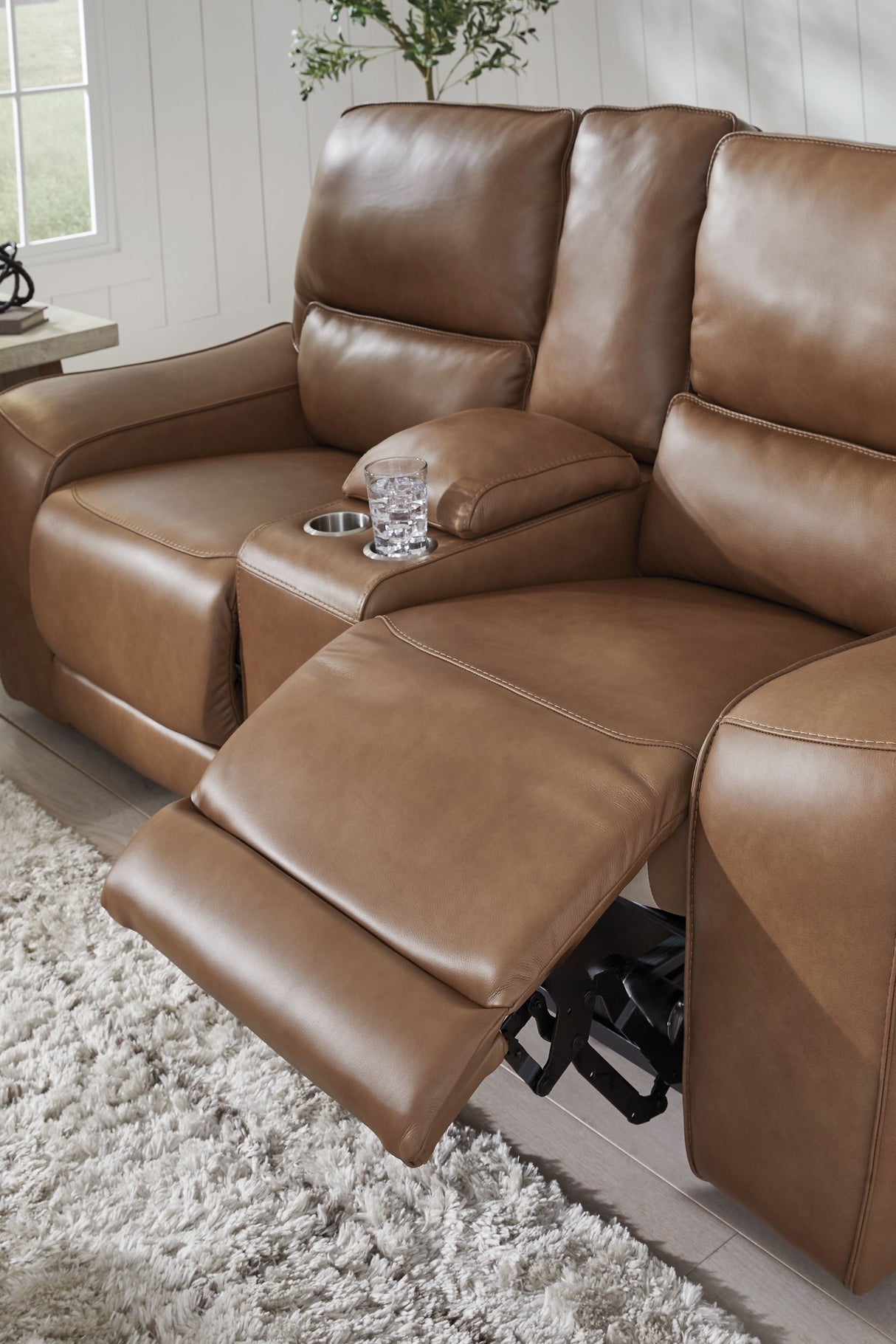 DeepWakes - Caramel - Power Reclining Loveseat / Console / Adjustable Headrest by Signature Design by Ashley® | Bel Furniture