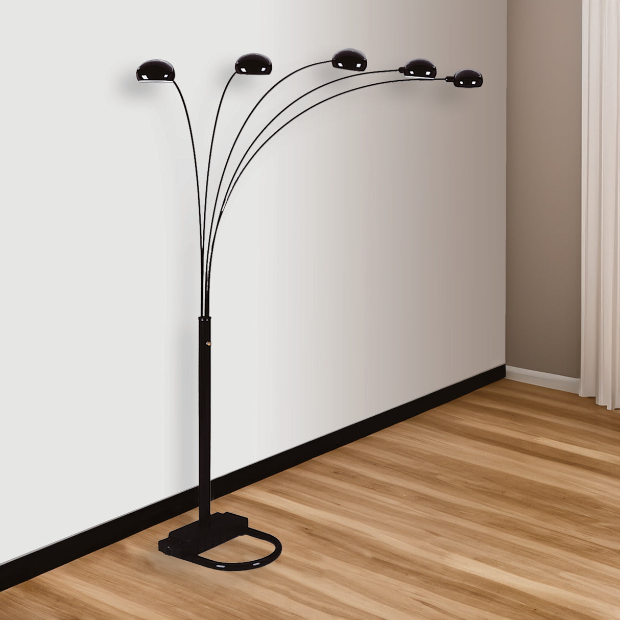 Peacock Shade Floor Lamp Black