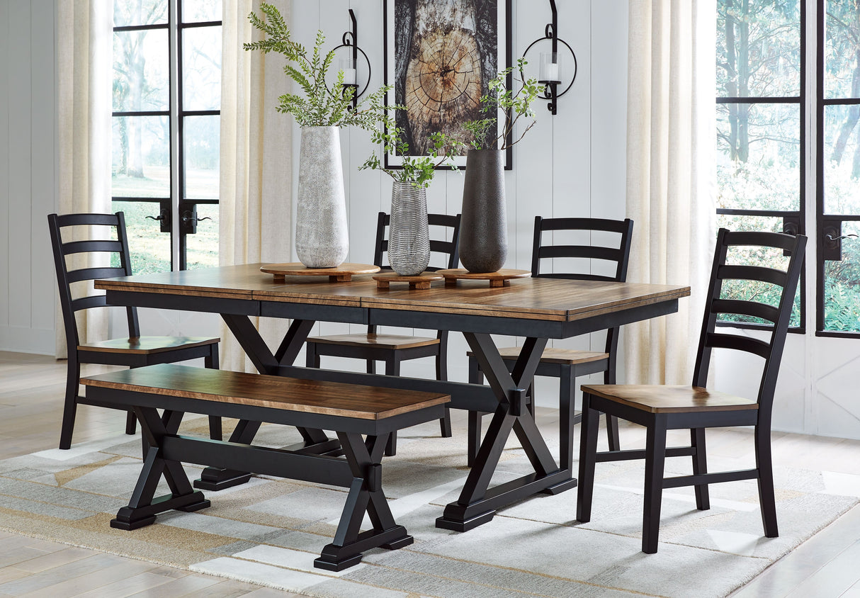 Wildenauer - Dining Room Set Dark Brown 6 Pc. Table, 4 Chairs, Bench by Signature Design by Ashley® | Bel Furniture