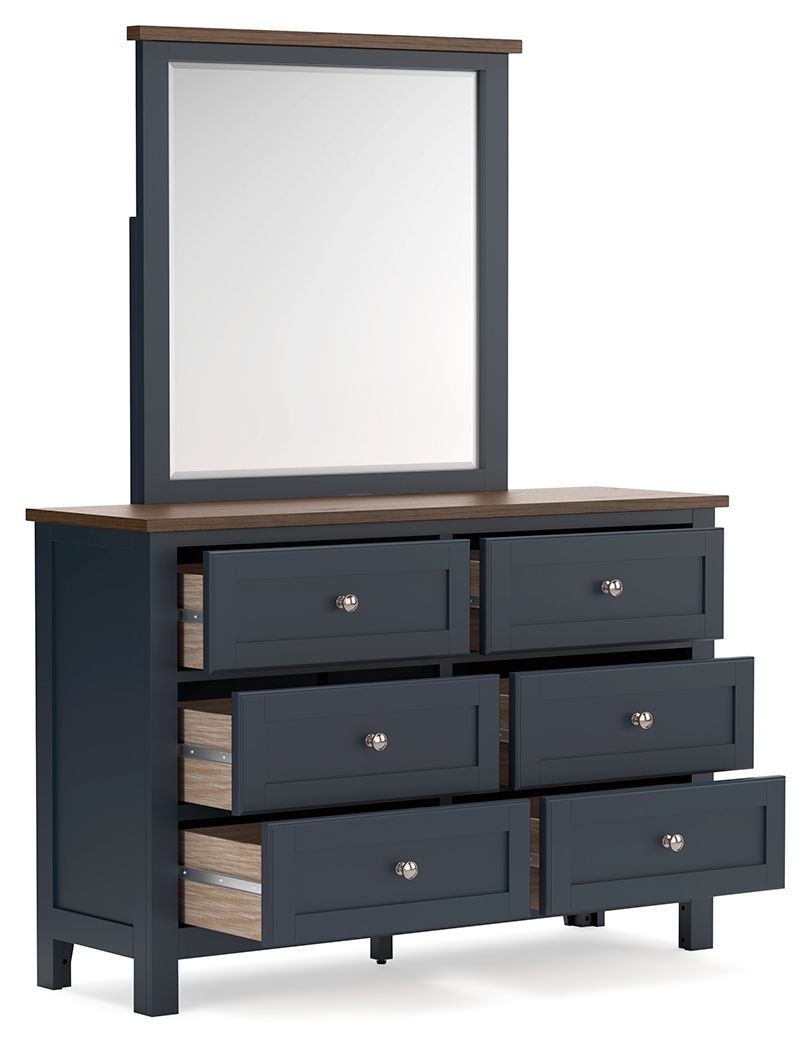 Landocken - Brown / Blue - Dresser and Mirror by Signature Design by Ashley® | Bel Furniture
