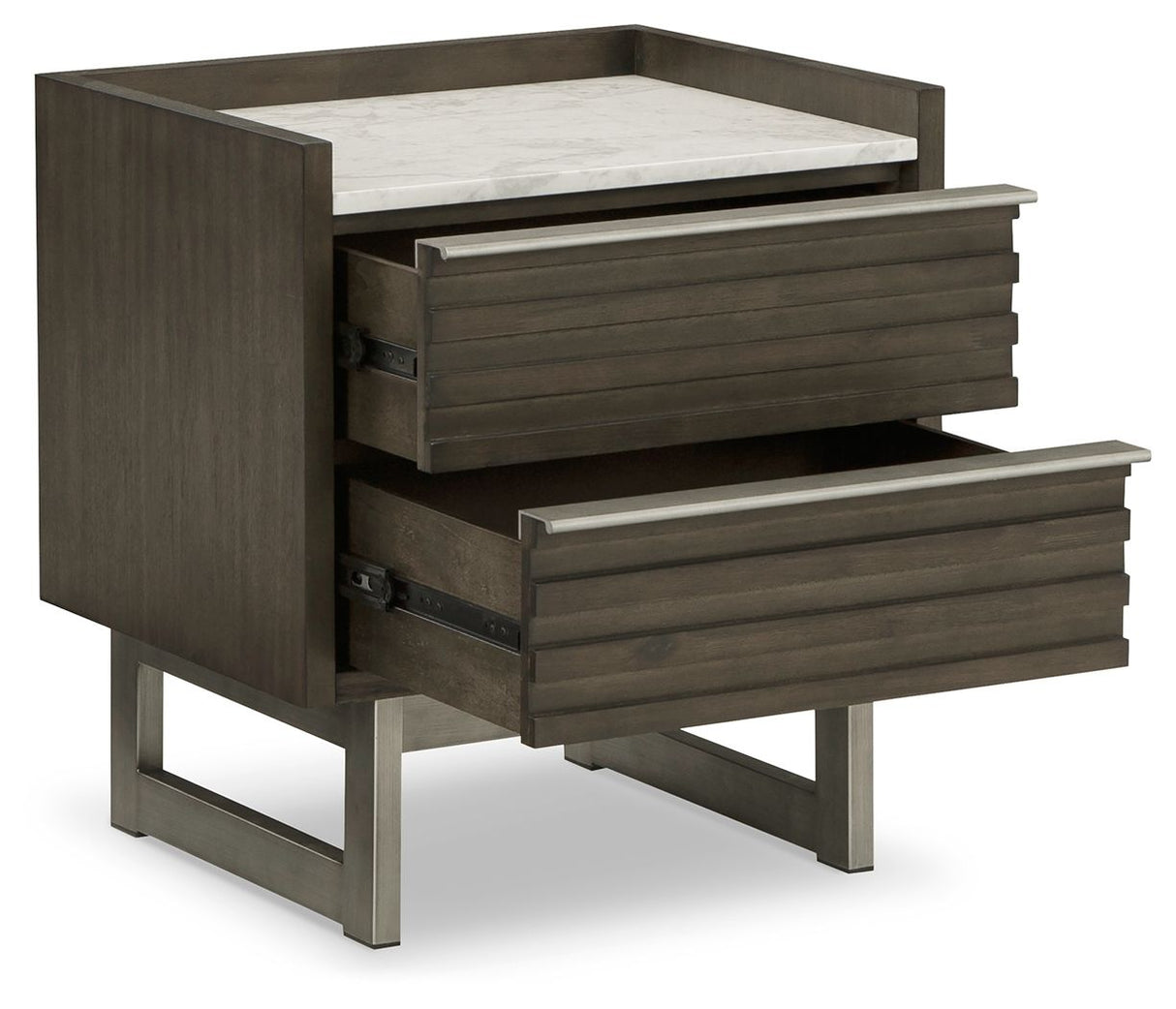Arkenton - Grayish Brown / White - Two Drawer Night Stand by Ashley® | Bel Furniture