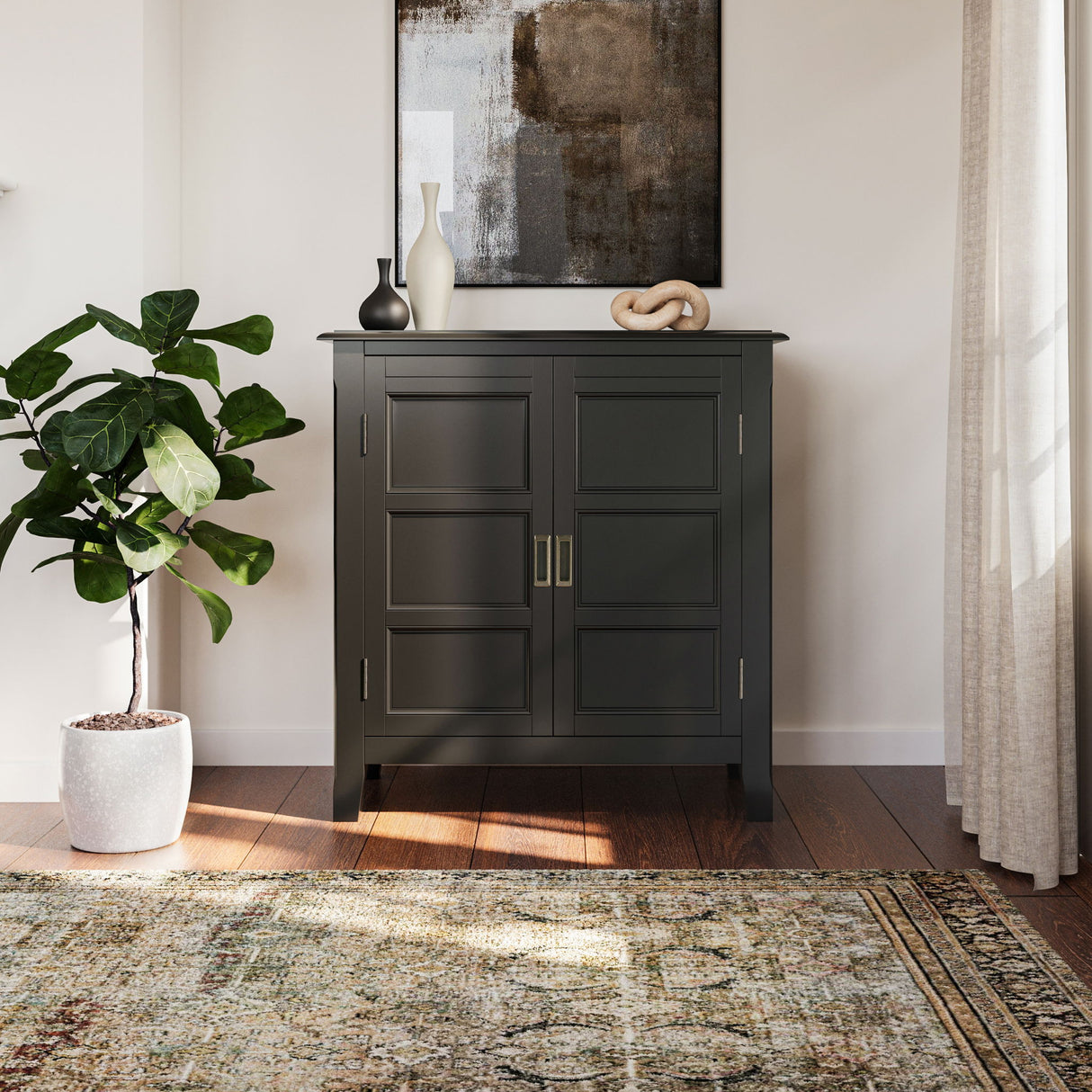 Burlington - Handcrafted Low Storage Cabinet by Simpli-Home | Bel Furniture